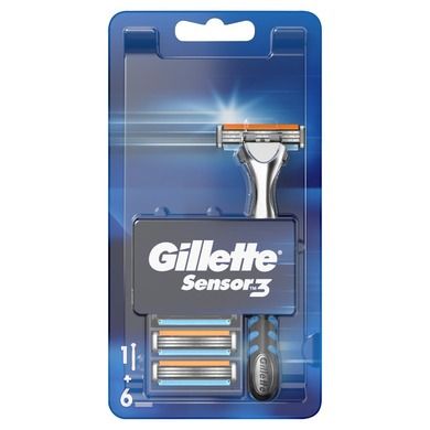 Gillette, Sensor 3, maszynka do golenia + wymienne ostrza, 6 szt.