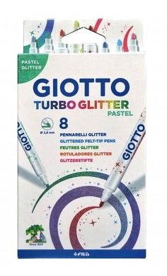 Giotto, pisaki, Turbo Glitter Pastel, 8 kolorów