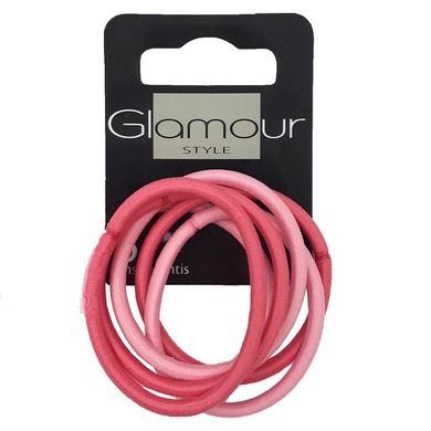 Glamour, gumki do włosów bez metalu, różowe, 6 szt.