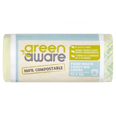 GreenAware, kompostowalne worki na odpady spożywcze, 12 l, 14 szt.