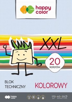 Happy Color, blok techniczny A3, 20 arkuszy, kolorowy
