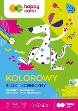 Happy Color, blok techniczny kolor A4, 10 kartek