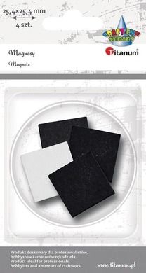 Hasta, Titanum Craft-fun Series, magnesy samoprzylepne, 25,4-25,4 mm, 4 szt.