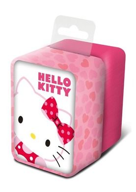 Hello Kitty, zegarek analogowy z różowym paskiem, w metalowym opakowniu
