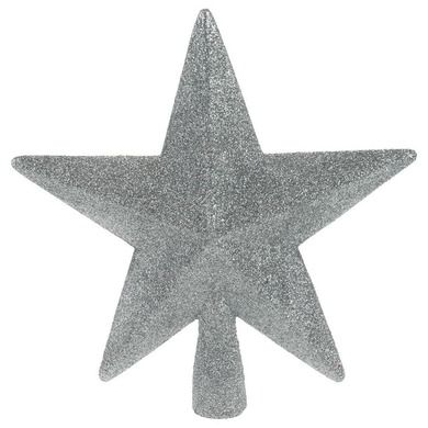 Home Styling Collection, czubek na choinkę, gwiazda, srebrna brokatowa, 19 cm