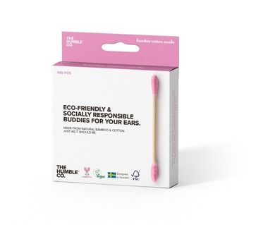 Humble, biodegradowalne patyczki do uszu z bambusa, różowe, 100 szt.
