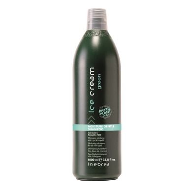 Inebrya, Ice Cream Green Moisture Gentle Shampoo, nawilżający szampon do wszystkich rodzajów włosów, 1000 ml