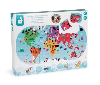 Janod, Mapa świata, puzzle do kąpieli, 28 elementów