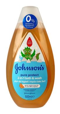 Johnson's Baby, Pure Protect, płyn do kąpieli 2w1 dla dzieci, 500 ml