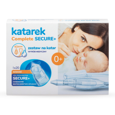 Katarek, Complete Secure+, zestaw na katar, aspirator do nosa + roztwór soli fizjologicznej 0,9%, 20-5 ml