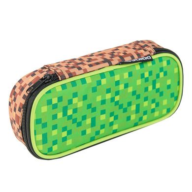 Kayokki, Piksele, piórnik, usztywniana saszetka, zielono-brązowy