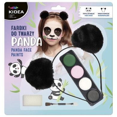 Kidea, farby do twarzy, zestaw z opaską, panda