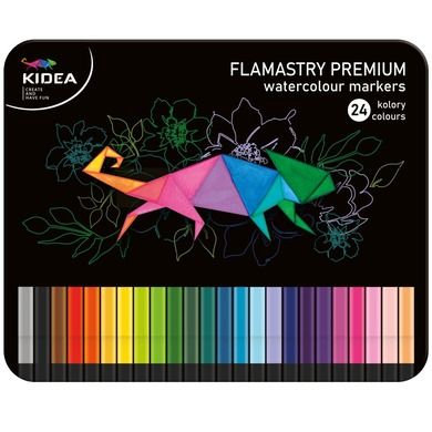 Kidea, flamastry kwadratowe w metalowym pudłeku, 24 kolory