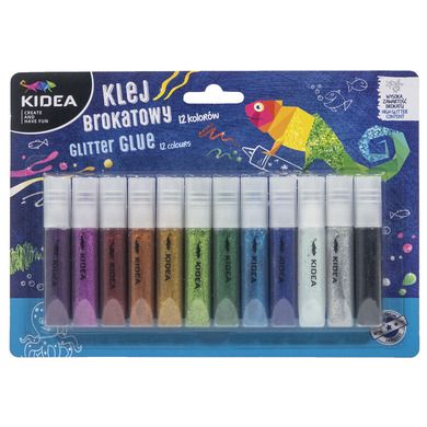 Kidea, klej brokatowy,12 kolorów, 6 ml