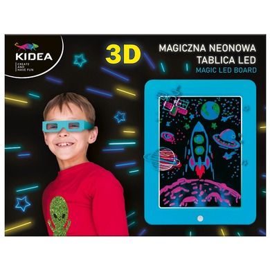 Kidea, magiczna, neonowa tablica 3D, LED, niebieska