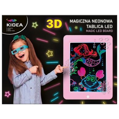 Kidea, magiczna, neonowa tablica 3D, LED, różowa