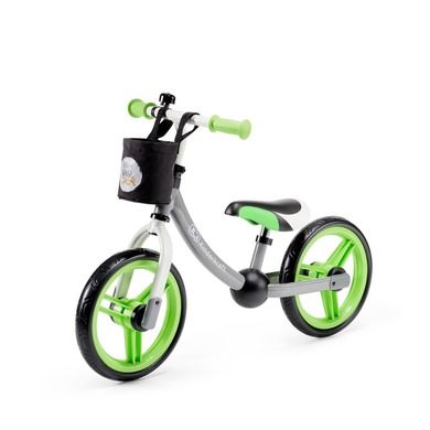 Kinderkraft, 2Way Next, rowerek biegowy z akcesoriami, zielono-szary