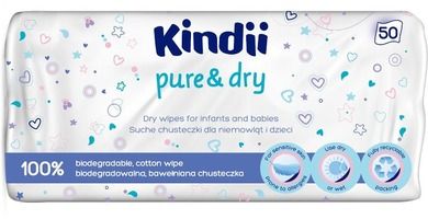 Kindii, Pure & Dry, suche chusteczki dla niemowląt i dzieci, 50 szt.