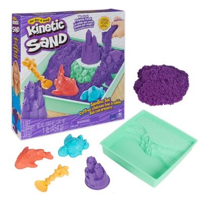 Kinetic Sand, piasek kinetyczny z piaskownicą, fioletowy