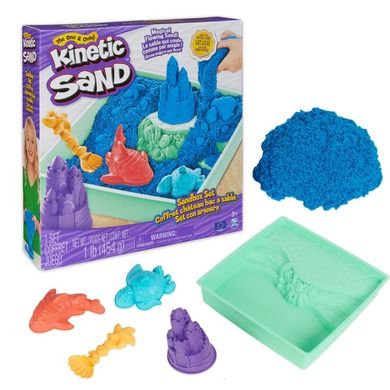 Kinetic Sand, piasek kinetyczny z piaskownicą, niebieski
