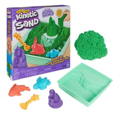 Kinetic Sand, piasek kinetyczny z piaskownicą, zielony