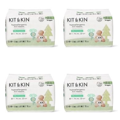 Kit & Kin, biodegradowalne pieluszki jednorazowe, rozmiar 2, Midi, 4-8 kg, myszka i panda, 4-38 szt.