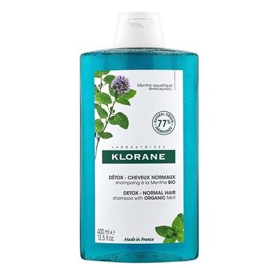Klorane, Detox Shampoo, szampon z organiczną miętą wodną, 400 ml