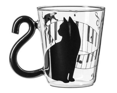 Kocia szklanka z ogonkiem, czarny