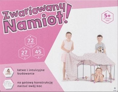 Kolorowe Baloniki, Zwariowany namiot, szaro-różowy, klocki konstrukcyjne, 72 elementy