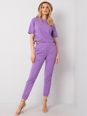 Komplet damski, Bluza, Spodnie, fioletowy, Rue Paris