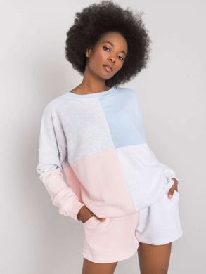 Komplet damski, Bluza, Szorty, różowy, Rue Paris