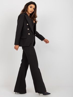 Komplet damski, Marynarka, Spodnie materiałowe, czarny, Italy Moda