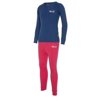 Komplet termoaktywny dziewczęcy, Bluzka z długim rękawem, Spodnie dresowe, różowo-niebieski, Viking Nino