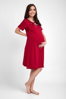Koszula nocna damska z krótkim rękawem, ciążowa, czerwona, Ilunari