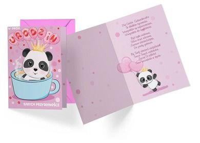 Kukartka, kartka urodzinowa, B6, panda