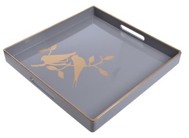 Kwadratowa taca szaro-złota, 35.5-35.5-4 cm