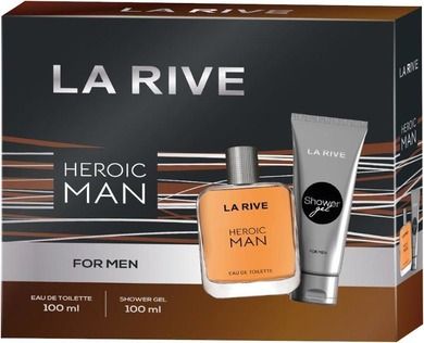 La Rive, For Men, zestaw prezentowy, heroic man, woda toaletowa, 100 ml + żel pod prysznic, 100 ml