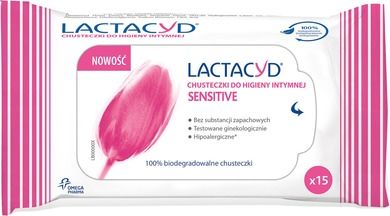Lactacyd, Sensitive, chusteczki do higieny intymnej, 15 szt.