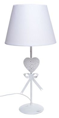 Lampa metalowa, serce, biała