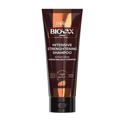 L`biotica, Biovax, Glamour Amber, szampon do włosów intensywnie wzmacniający, bursztyn bałtycki & biolin, 200 ml