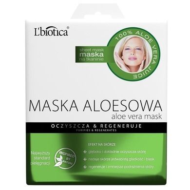 L`biotica maska aloesowa na tkaninie - oczyszcza & regeneruje, 23 ml