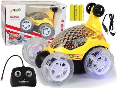 Lean Toys, auto zdalnie sterowane żółte z diodami