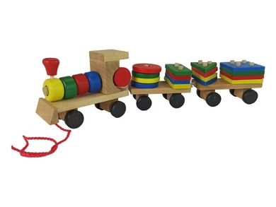Lean Toys, drewniany pociąg sorter ze sznurkiem