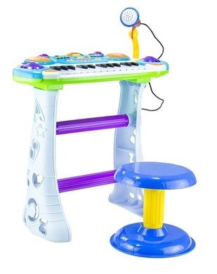 Lean Toys, Keyboard z krzesełkiem, niebieski, zestaw do zabawy