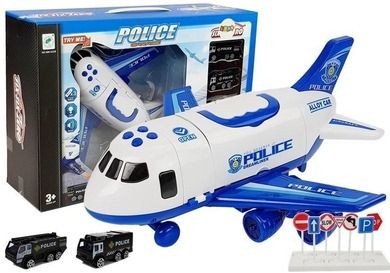 Lean Toys, samolot rozkładany, policyjny z autkami, 1:64