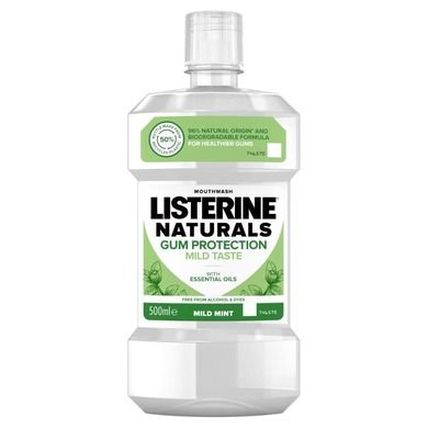 Listerine, Naturals, płyn do płukania jamy ustnej ochrona dziąseł, mild mint, 500 ml