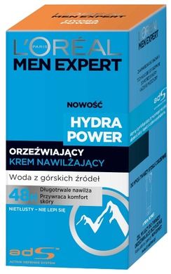 L'Oreal Paris, Men Expert Hydra Power, Orzeźwiający krem nawilżający, 50 ml