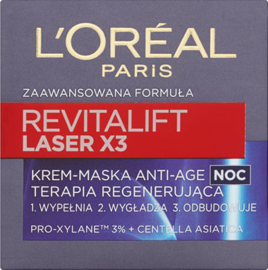 L'Oreal Paris, Revitalift Laser X3 Noc Zaawansowana formuła Anti-Age, krem-maska, 50 ml