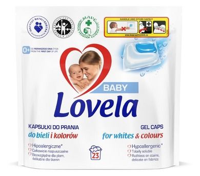 Lovela, Baby, hipoalergiczne kapsułki do prania do bieli i kolorów, 23 szt.