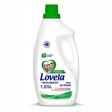 Lovela, Family, hipoalergiczny płyn do prania, dla całej rodziny, do kolorów, 1,85l